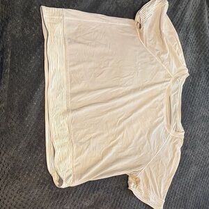 Lululemon White Cropped T-Shirt with Striped Accents